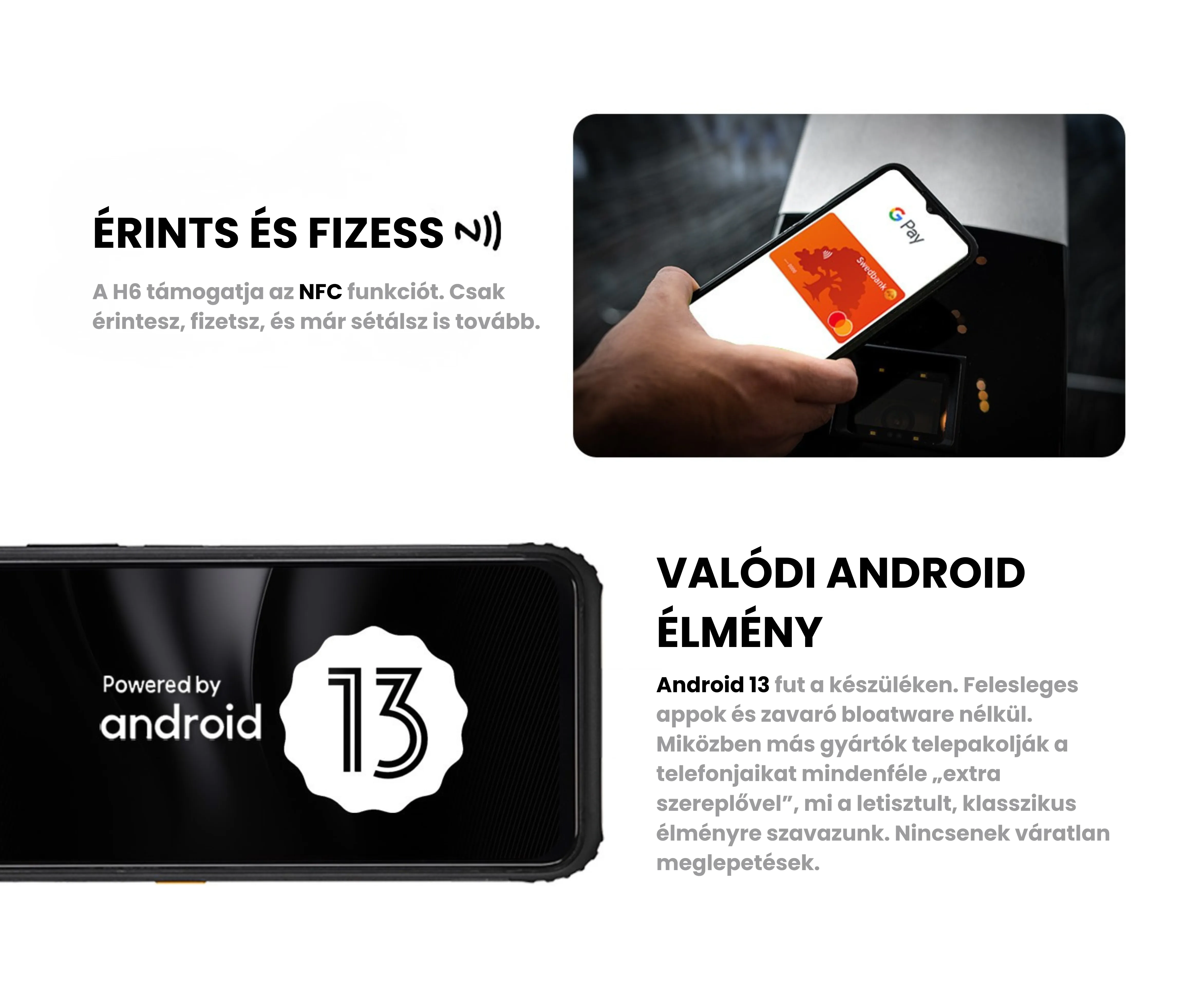 AGM H6 4G ütésálló telefon strapatelefonok strapabíró telefon vízálló telefon munkás telefon strapatelefon törhetetlen telefon ütésálló okostelefon agm telefon munkatelefon vékony ütésálló telefon vékony ütésálló telefon 50MP Kamera érintéses fizetés