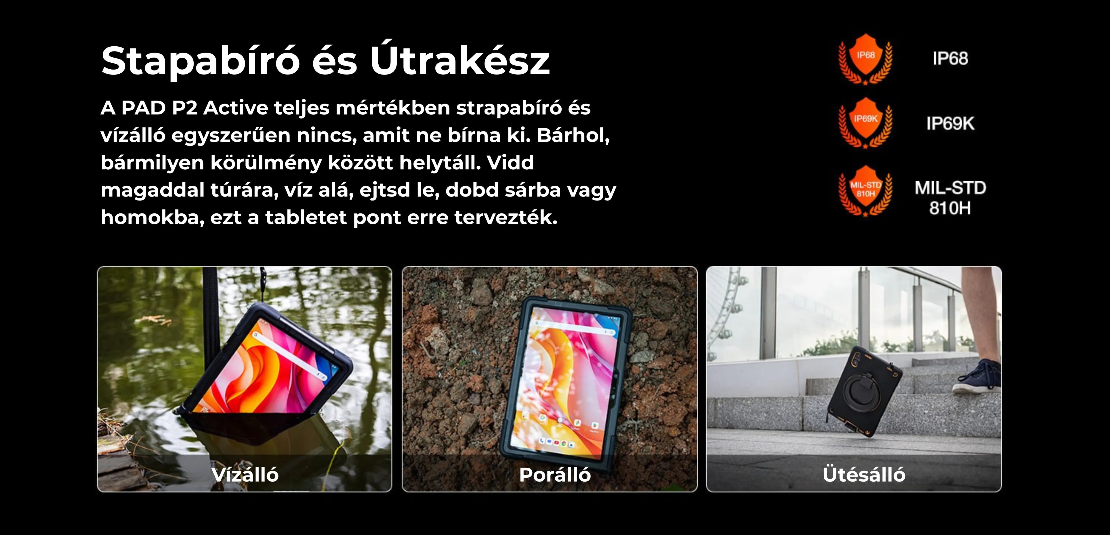 AGM Pad P2 Active 4G ütésálló tablet ütésálló vízálló ipari tablet nagy akkumulátorral ütésálló tablet vízálló tablet munkatablet törhetetlen tablet nagy akkumulátoros tablet kültéri tablet agm tablet agm